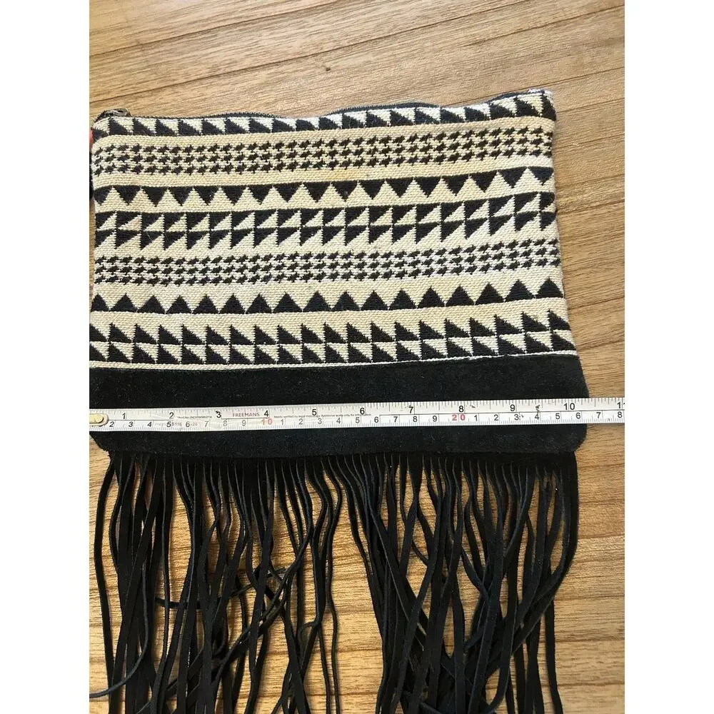 American Eagle Outfitters Southwestern Print Black Suede Wristlet Festival Purse